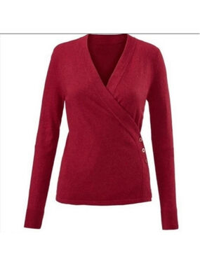 Cabi Red Ballet Wrap Cardigan Size Large EUC